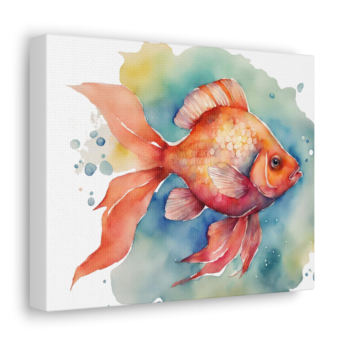 Fish Bubbles Watercolor Sea Creatures Canvas