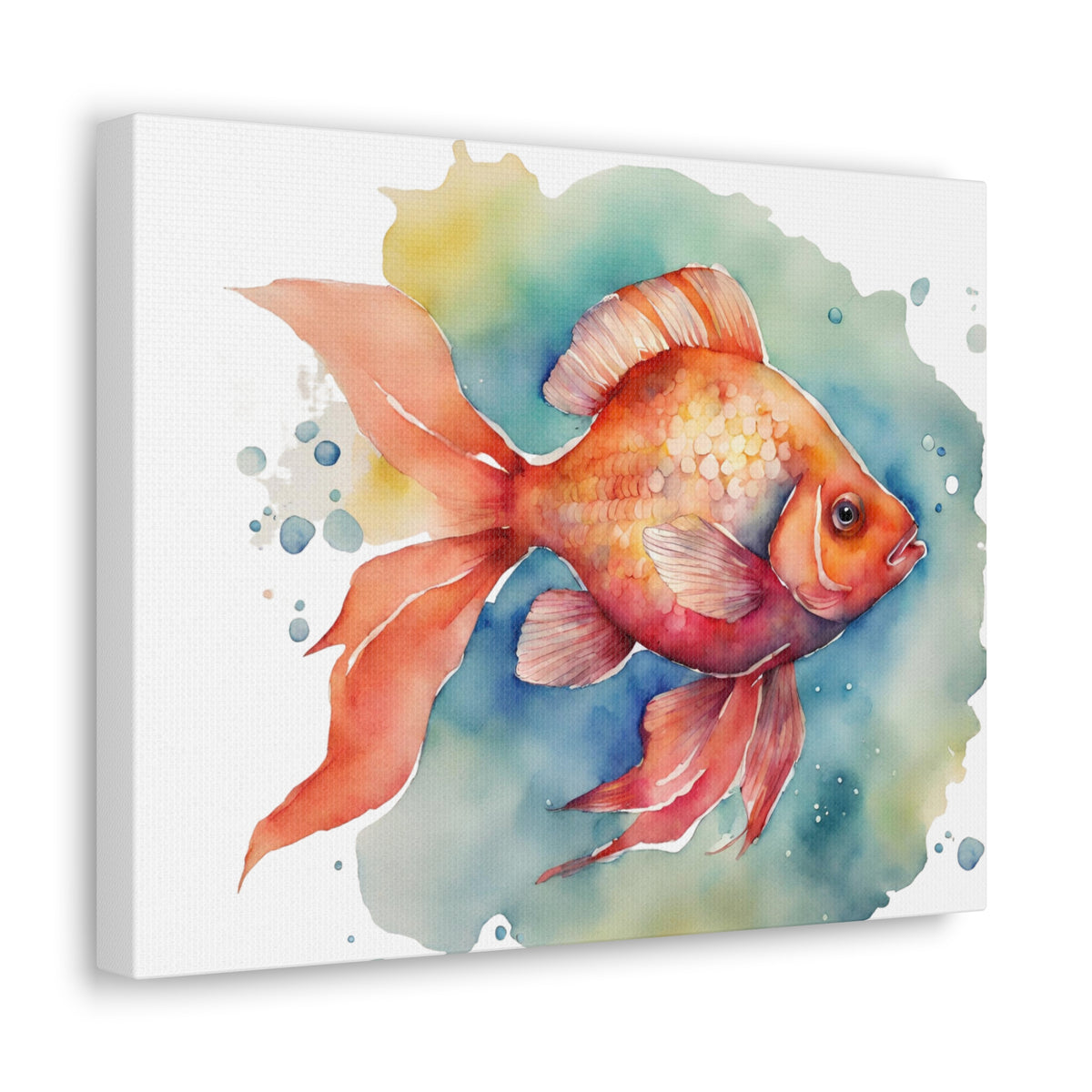 Fish Bubbles Watercolor Sea Creatures Canvas