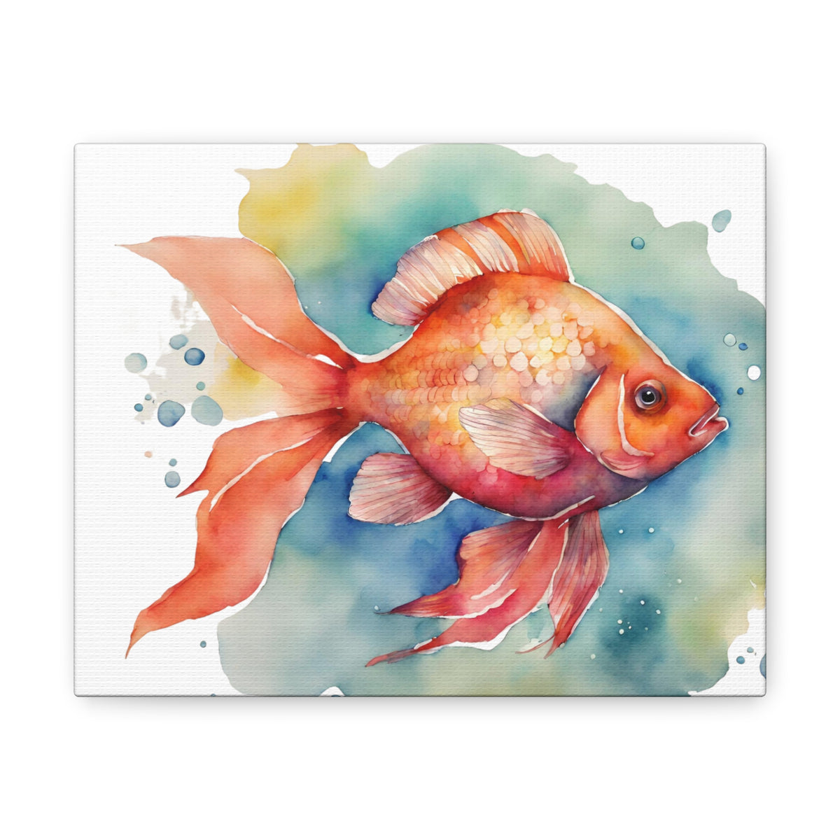 Fish Bubbles Watercolor Sea Creatures Canvas