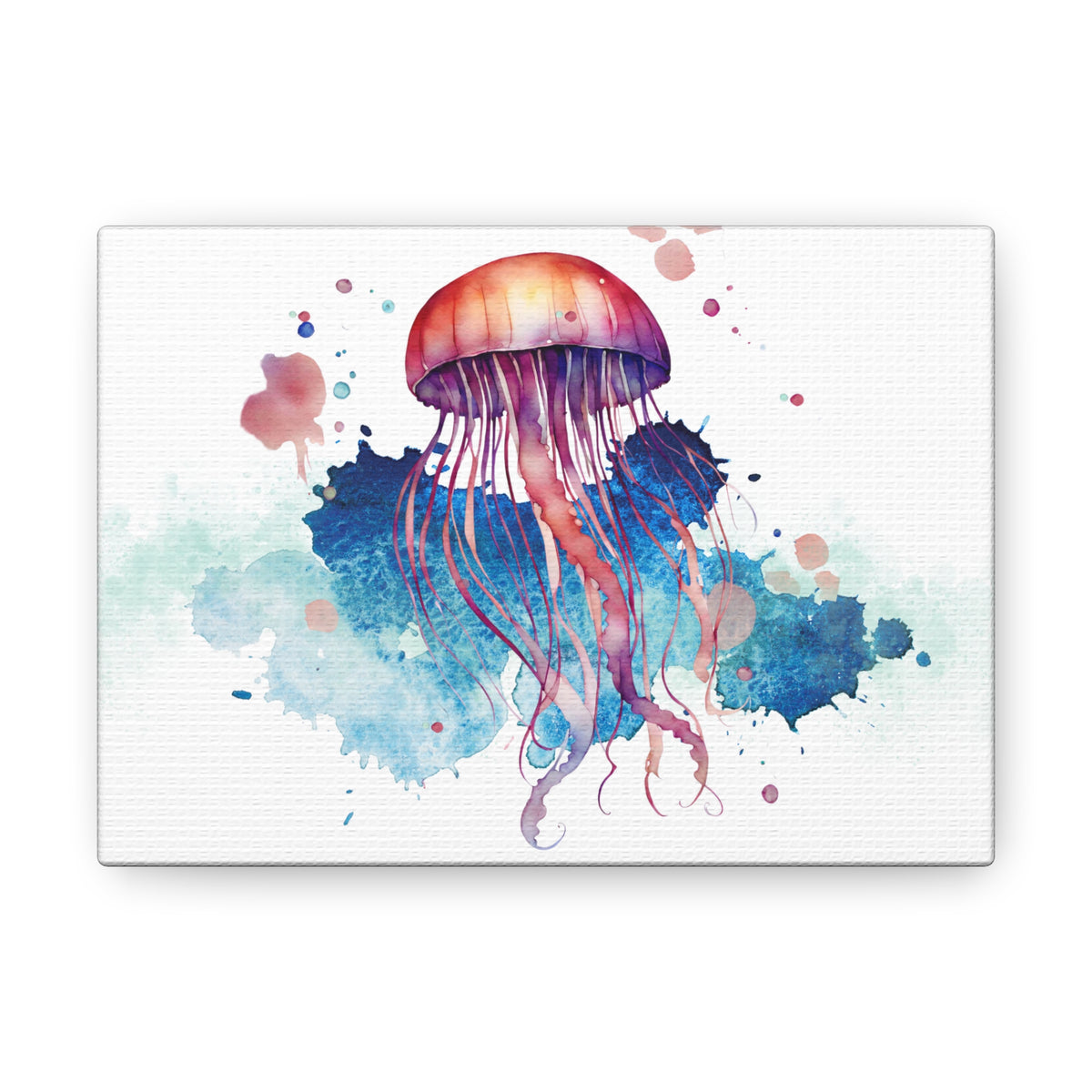 Fish Bubbles Watercolor Sea Creatures Canvas