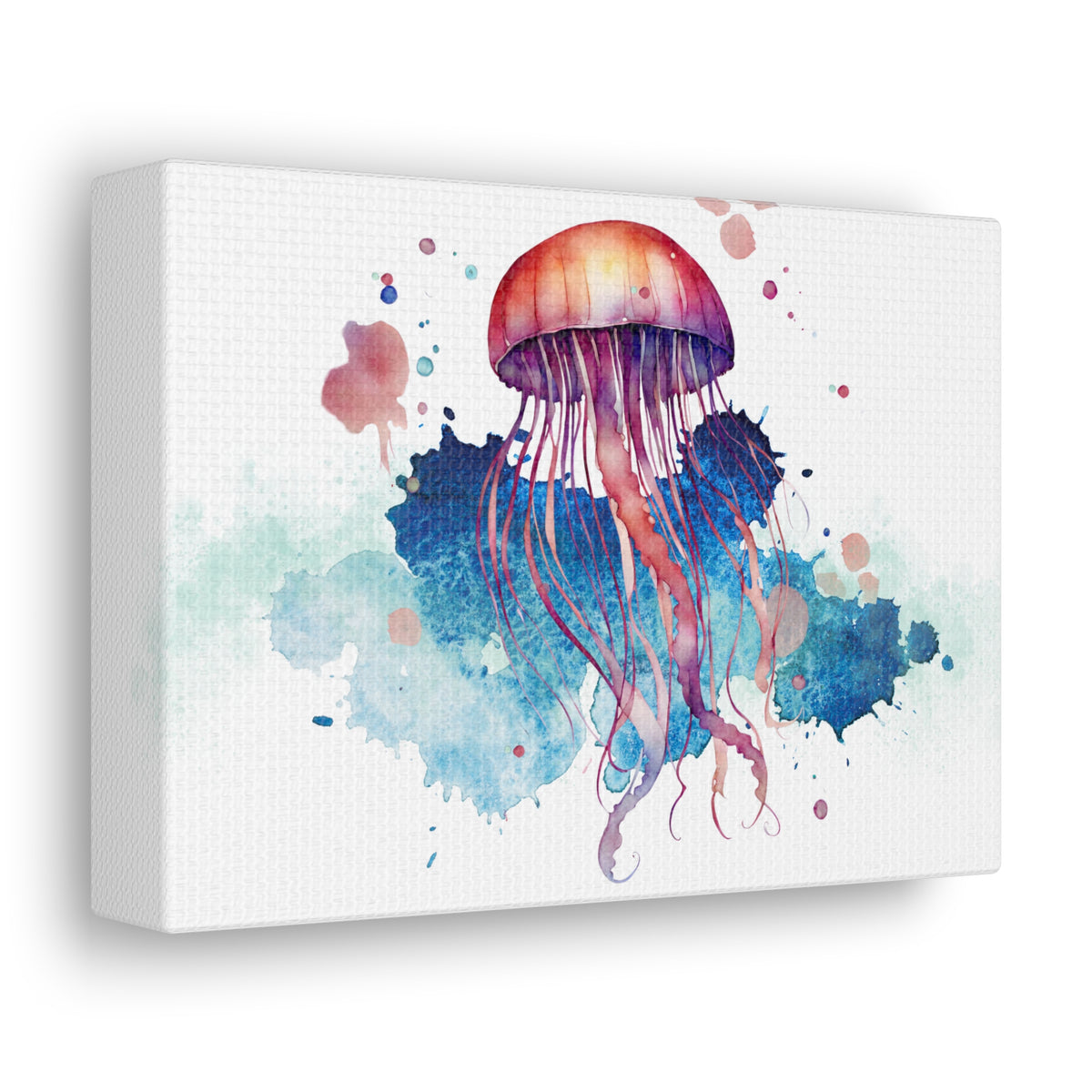 Fish Bubbles Watercolor Sea Creatures Canvas