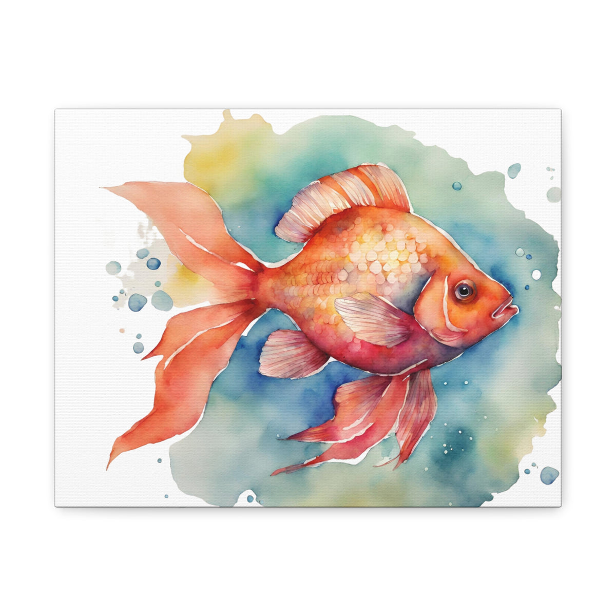 Fish Bubbles Watercolor Sea Creatures Canvas